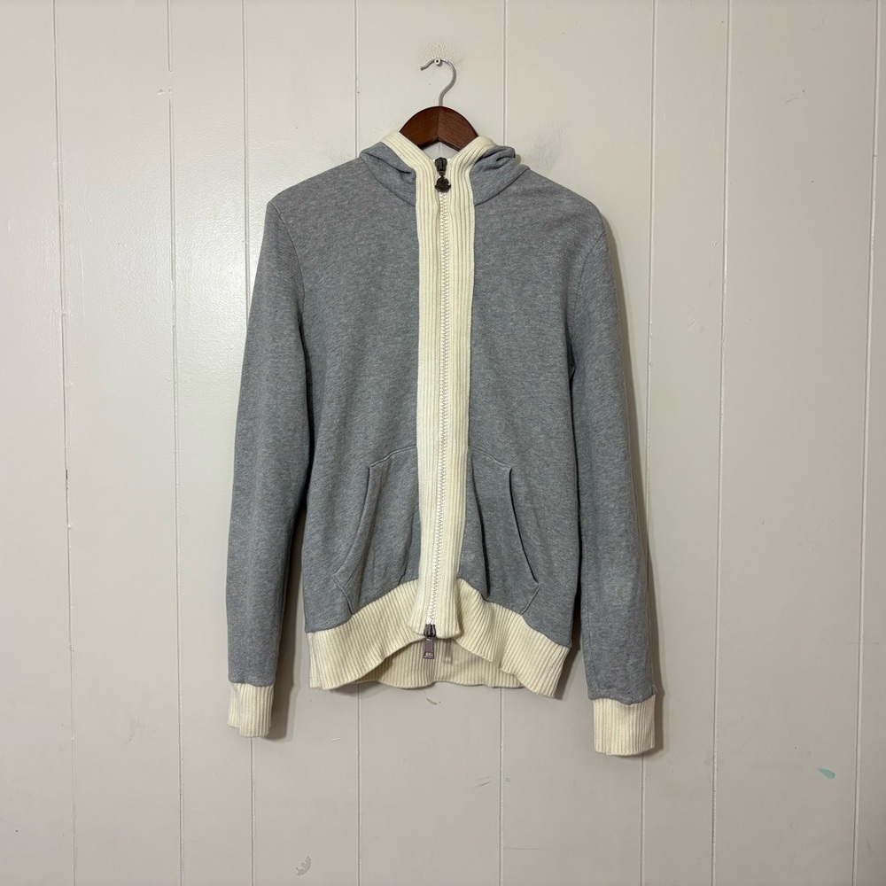 Authentic Moncler Maglia Cardigan Zip Hoodie Gray Cream Italy Women’s L